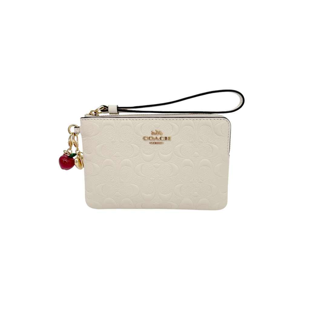 COACH Corner Zip Wristlet in Signature Leather Coach