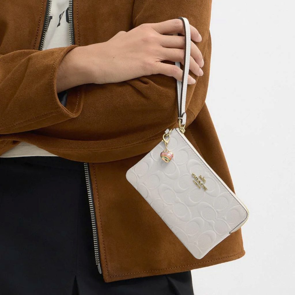 COACH Corner Zip Wristlet in Signature Leather Coach