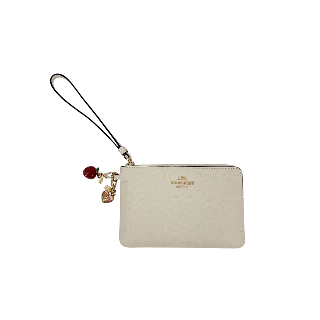 COACH Corner Zip Wristlet in Signature Leather Coach