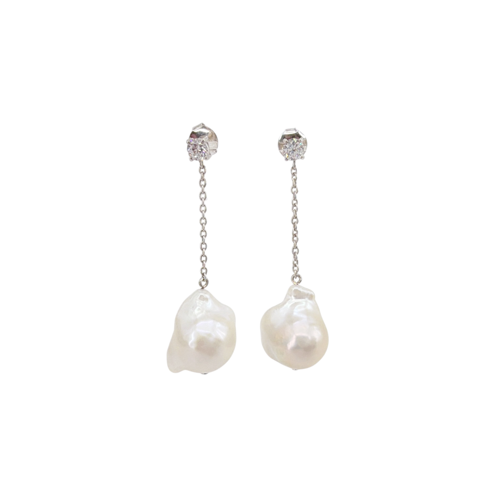 COMPLETEDWORKS Suspended Boulder Baroque Pearl & CZ Sterling Silver Earrings COMPLETEDWORKS