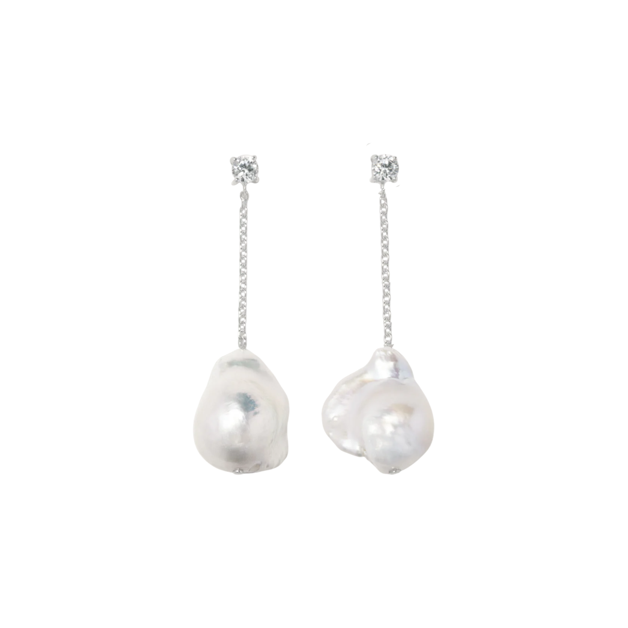 COMPLETEDWORKS Suspended Boulder Baroque Pearl & CZ Sterling Silver Earrings COMPLETEDWORKS