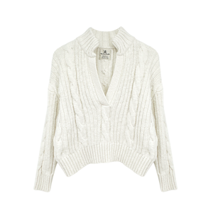 DENIMIST Split Neck Cable Sweater XXS