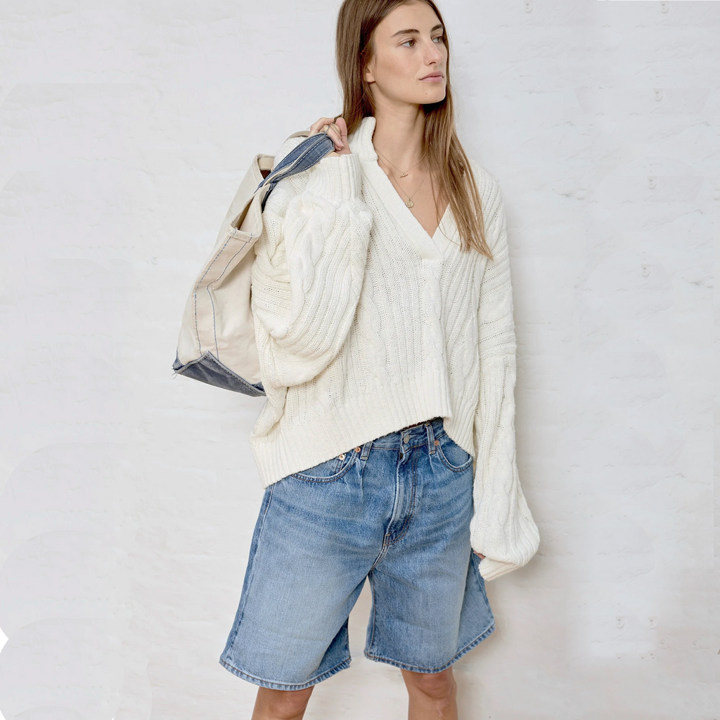 DENIMIST Split Neck Cable Sweater XXS Denimist