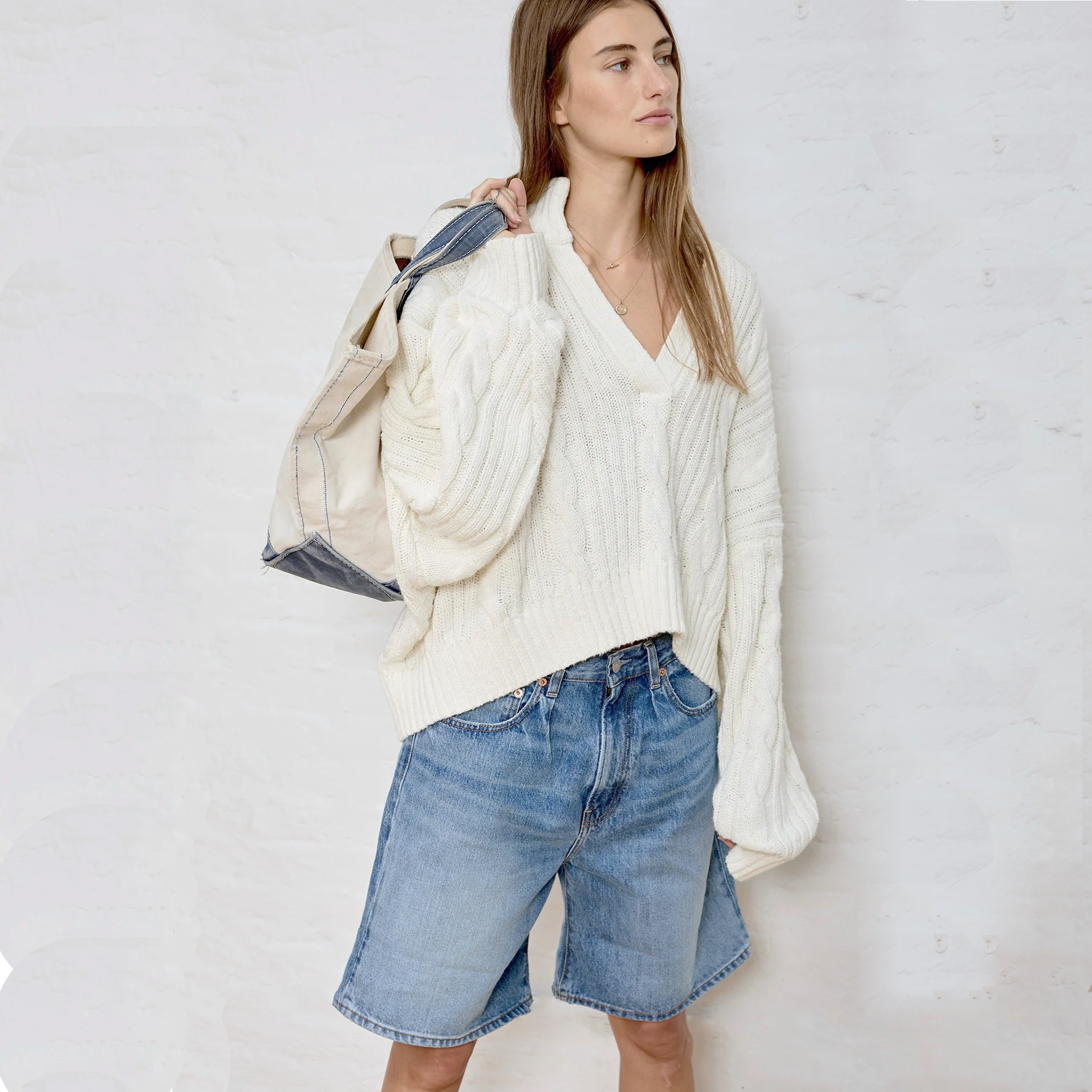 DENIMIST Split Neck Cable Sweater XXS Denimist