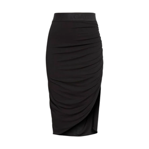 DOLCE & GABBANA Logo Waist Asymmetrical Jersey Skirt in Black IT44|M