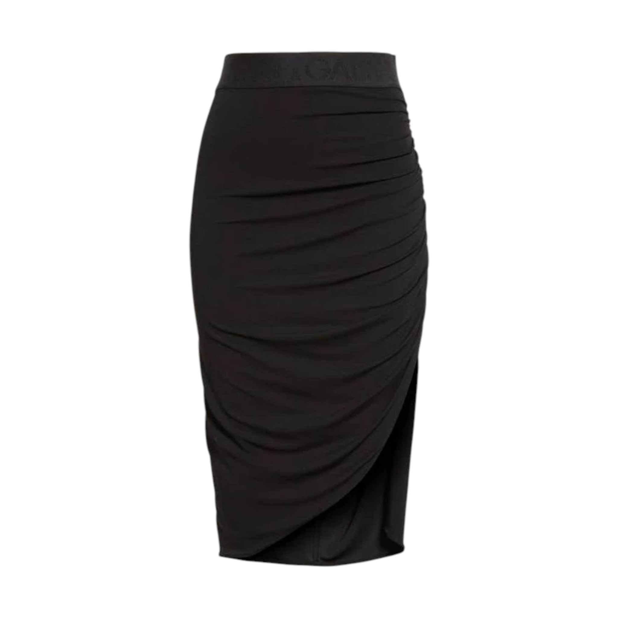 DOLCE & GABBANA Logo Waist Asymmetrical Jersey Skirt in Black IT44|M Dolce & Gabbana