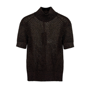 DOLCE &amp; GABBANA Metallic Mock Neck Sweater in Black IT42|M