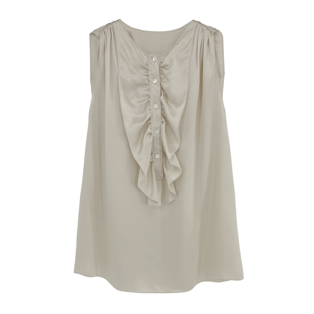 DOLCE & GABBANA Ruffle Sleeveless Silk Blouse IT42 Dolce & Gabbana