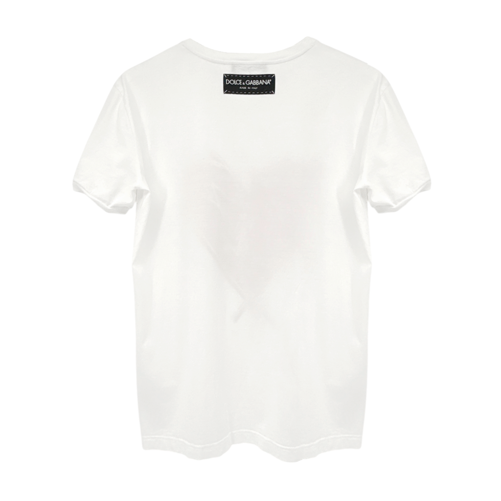 DOLCE & GABBANA White Metallic Heart T-shirt IT42 Dolce & Gabbana