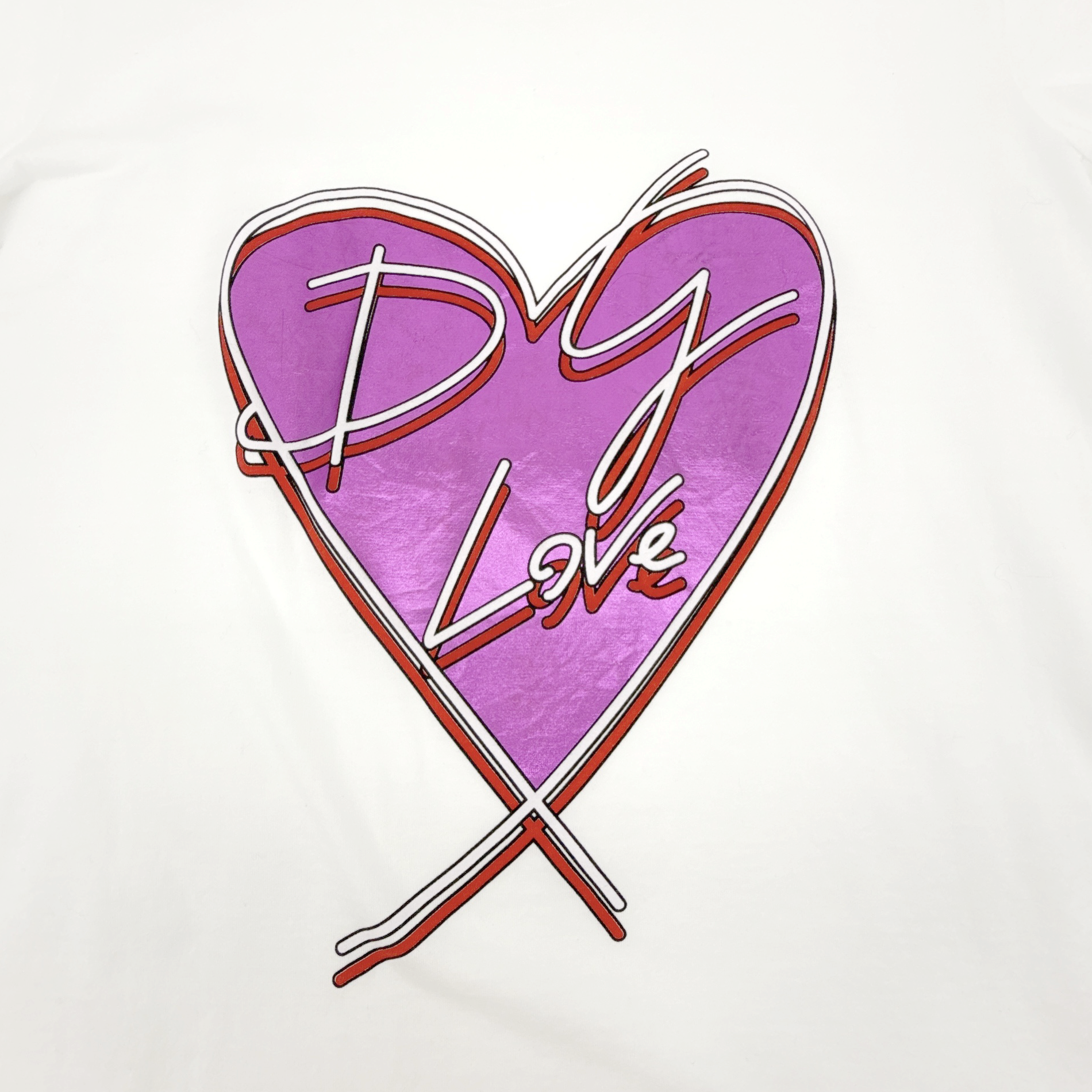 DOLCE & GABBANA White Metallic Heart T-shirt IT42 Dolce & Gabbana
