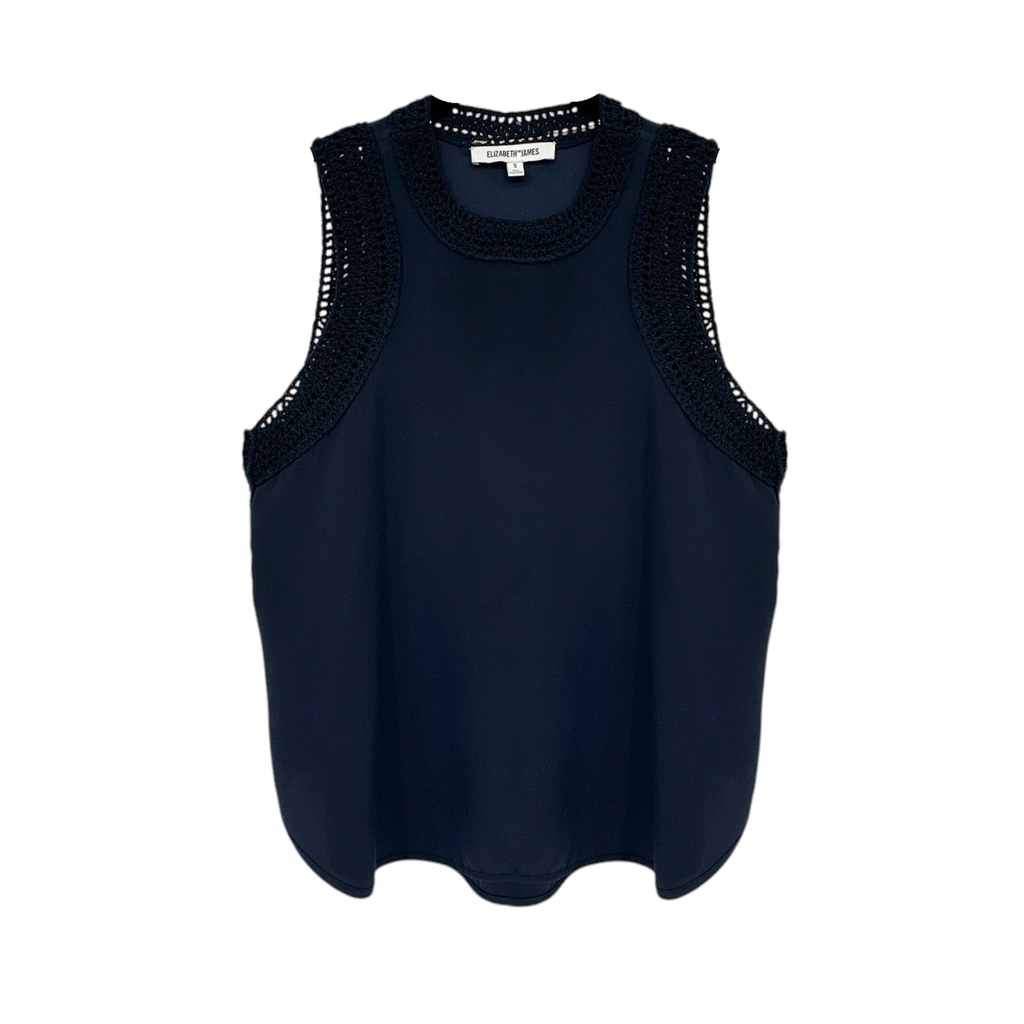 ELIZABETH and JAMES Vivi Crochet Trim Silk Top S Elizabeth and James