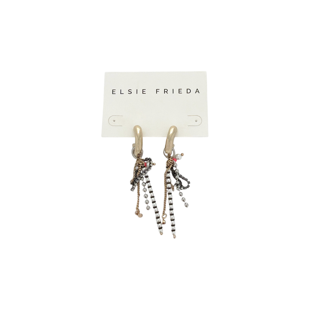 ELSIE FRIEDA Small Fringe Hoop Razzle Dazzle Earrings Elsie Frieda