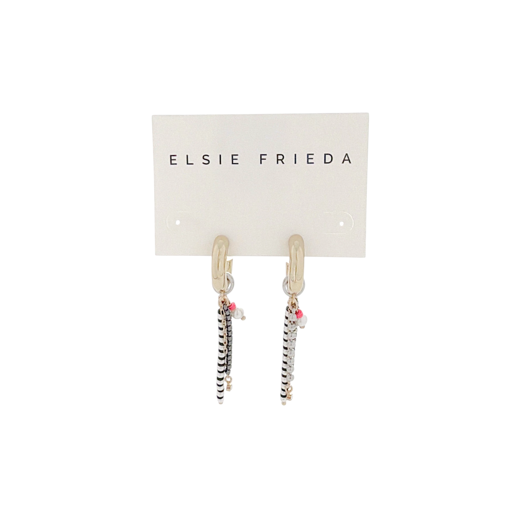 ELSIE FRIEDA Small Fringe Hoop Razzle Dazzle Earrings Elsie Frieda