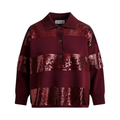 ESSENTIEL ANTWERP Illuminati Sequin Striped Polo Shirt in Wine S Essentiel Antwerp