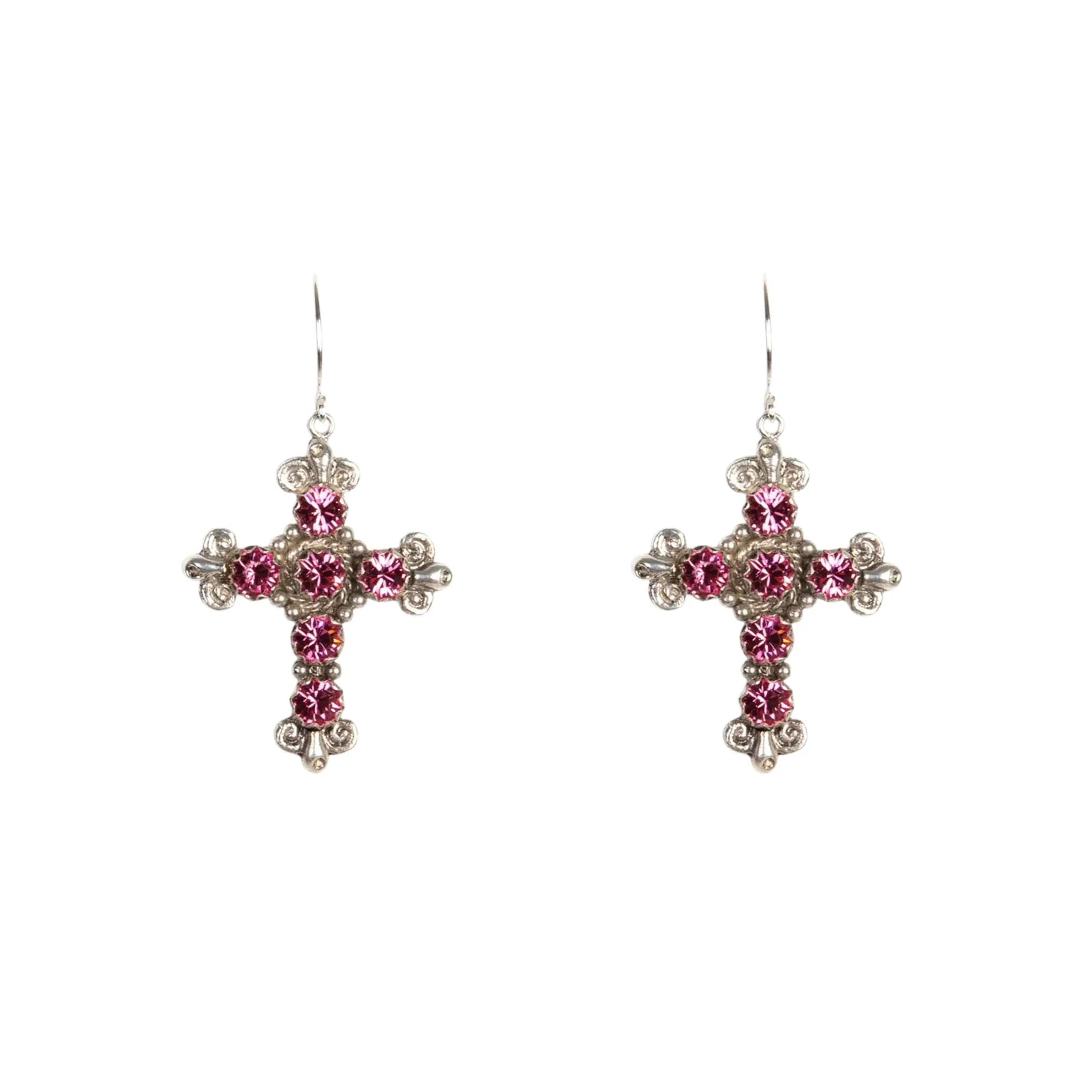 VIRGINS SAINTS & ANGELS VSA Addie Earrings Silver & Fuchsia Pink - flyKAMP