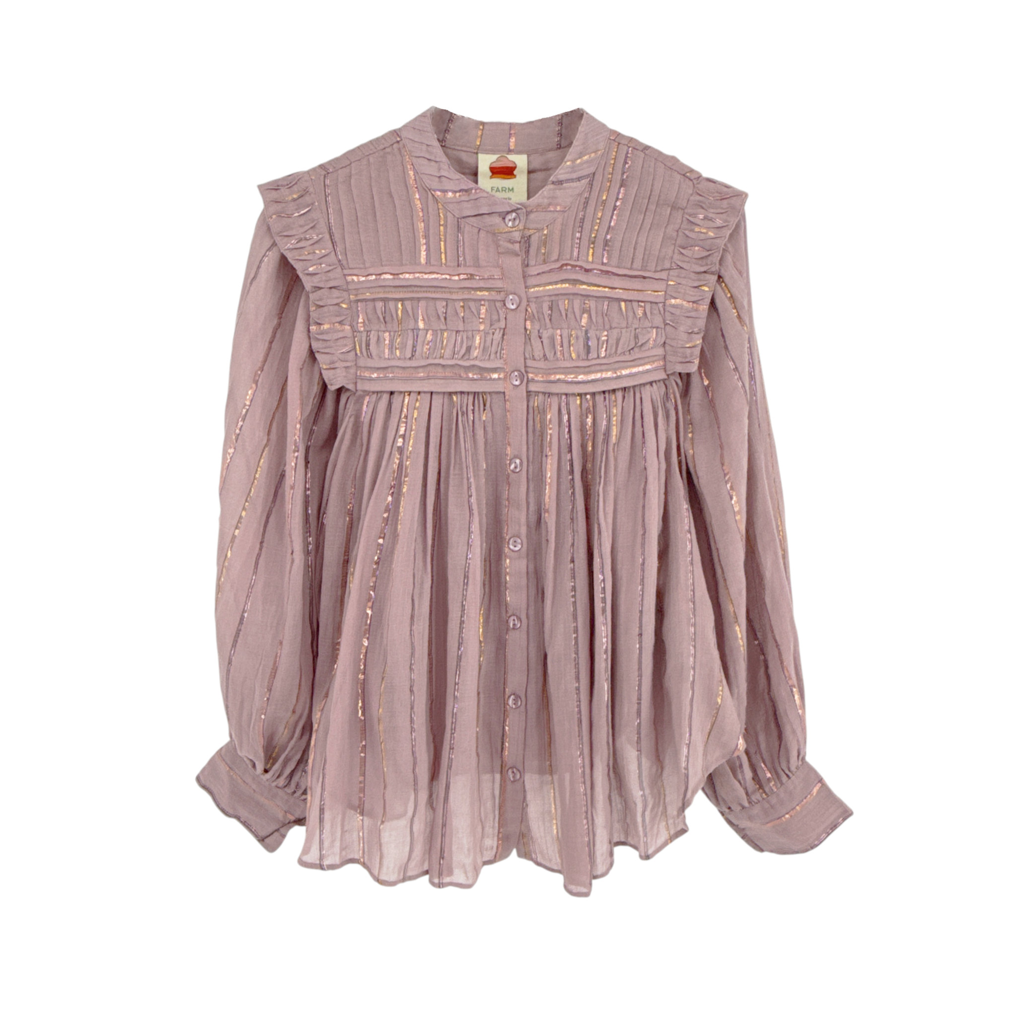 FARM RIO Pleated Yoke Blouse Light Pink S FARM Rio