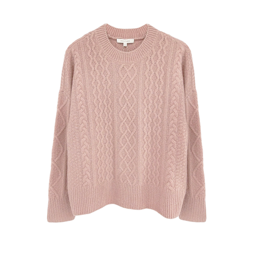 FAVORITE DAUGHTER The Oversized Cable Sweater in Whimsical Rose S Favorite Daughter