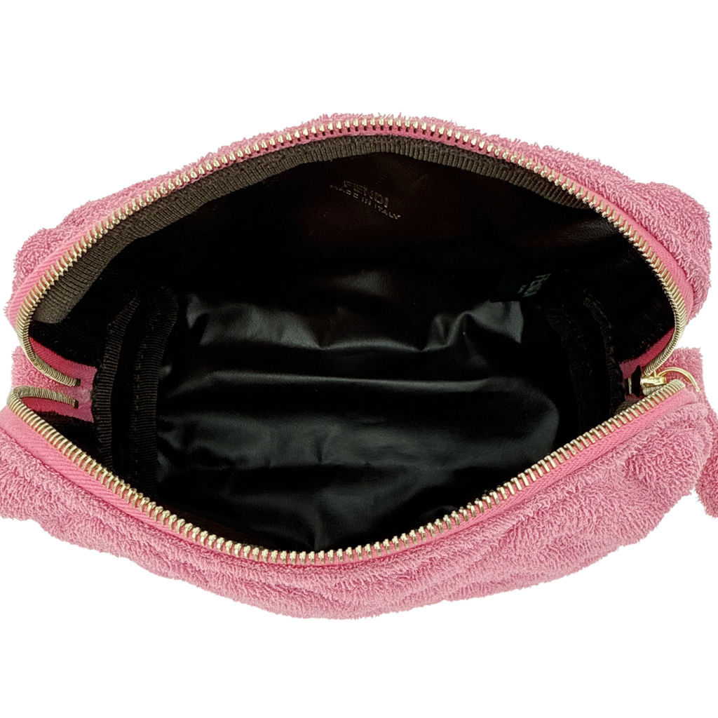 FENDI FF 1974 Cosmetic Pouch Zucca Embossed Terry Cloth Fendi