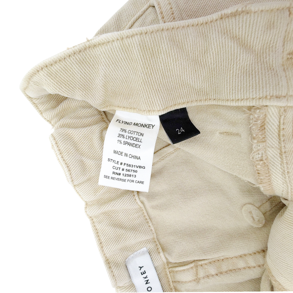 FLYING MONKEY Super High Rise Barrel Fit Jean in Vintage Beige 24 Mother