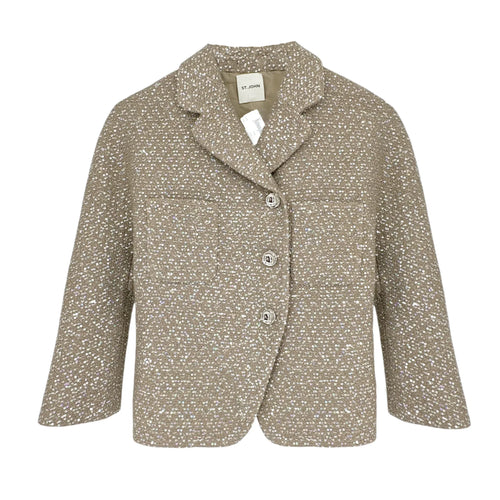 ST. JOHN Textured Sequin Knit Collared Jacket 4|S - flyKAMP