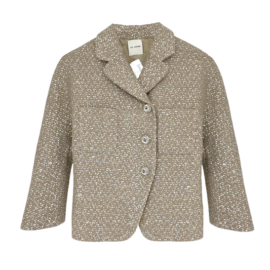 ST. JOHN Textured Sequin Knit Collared Jacket 4|S