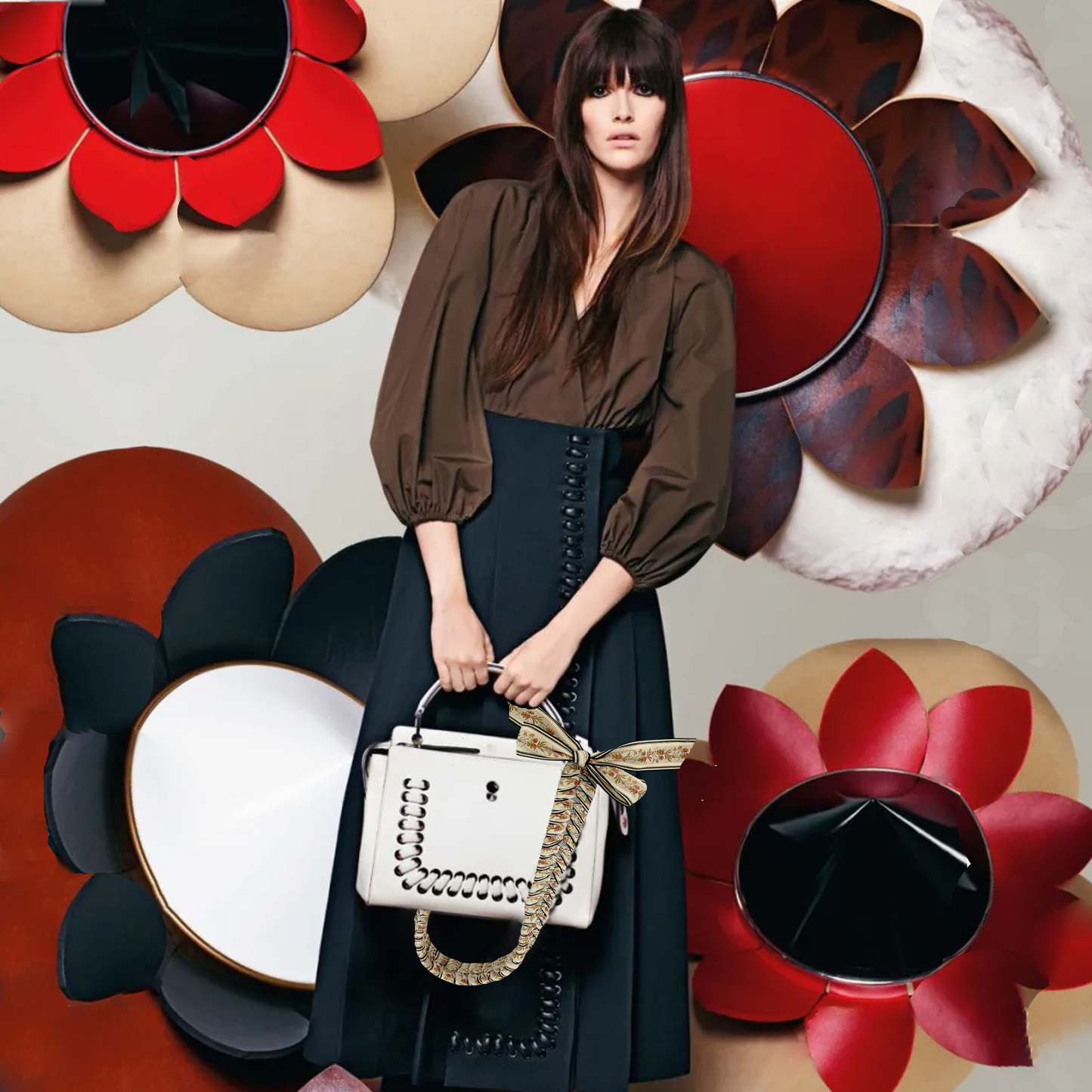 FENDI Floral Ribbon Guitar Bag Strap