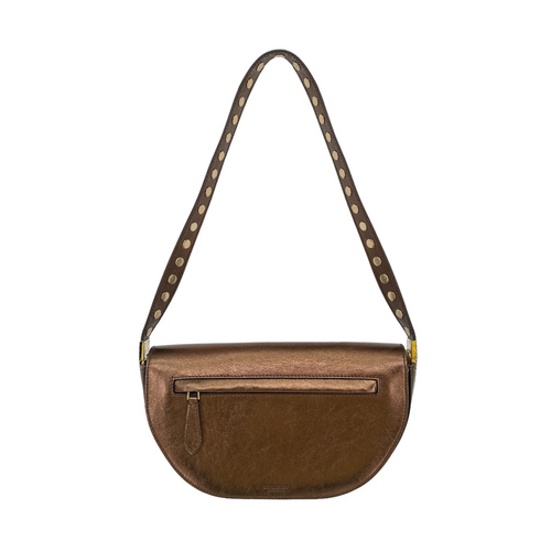 BURBERRY Small Metallic Leather Olympia Shoulder Bag in Bronze - flyKAMP