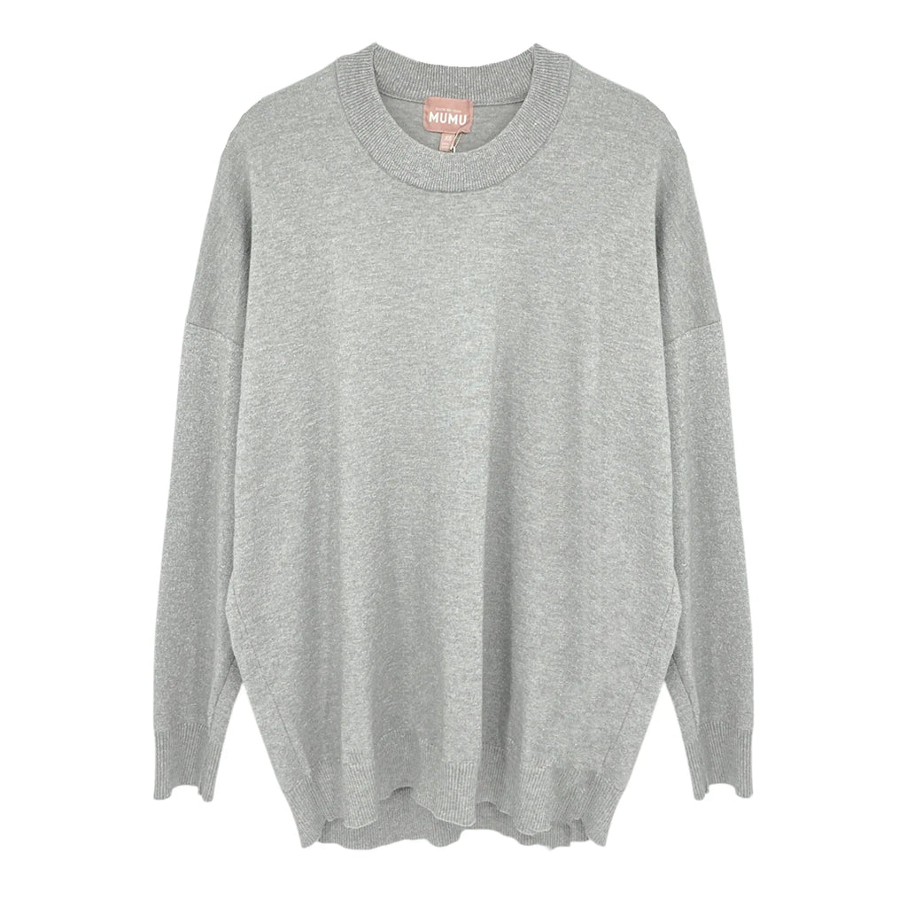 SHOW ME YOUR MUMU Classic Crewneck Sweater Silver Metallic XS - flyKAMP