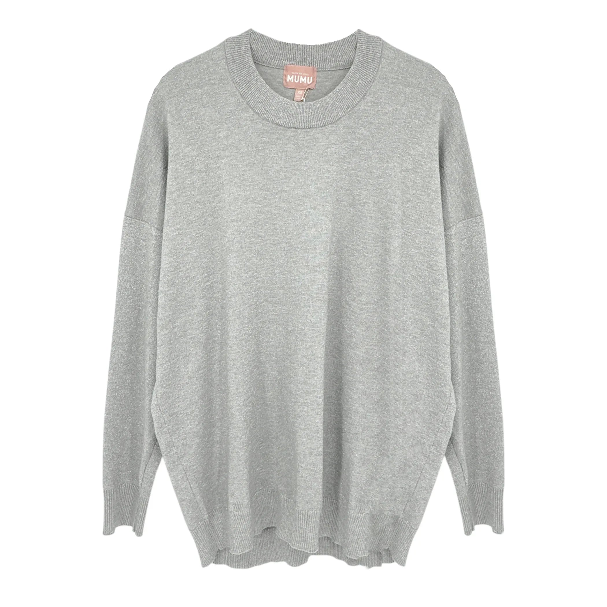 SHOW ME YOUR MUMU Classic Crewneck Sweater Silver Metallic XS - flyKAMP