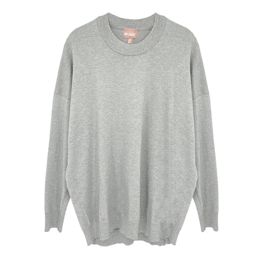 SHOW ME YOUR MUMU Classic Crewneck Sweater Silver Metallic XS