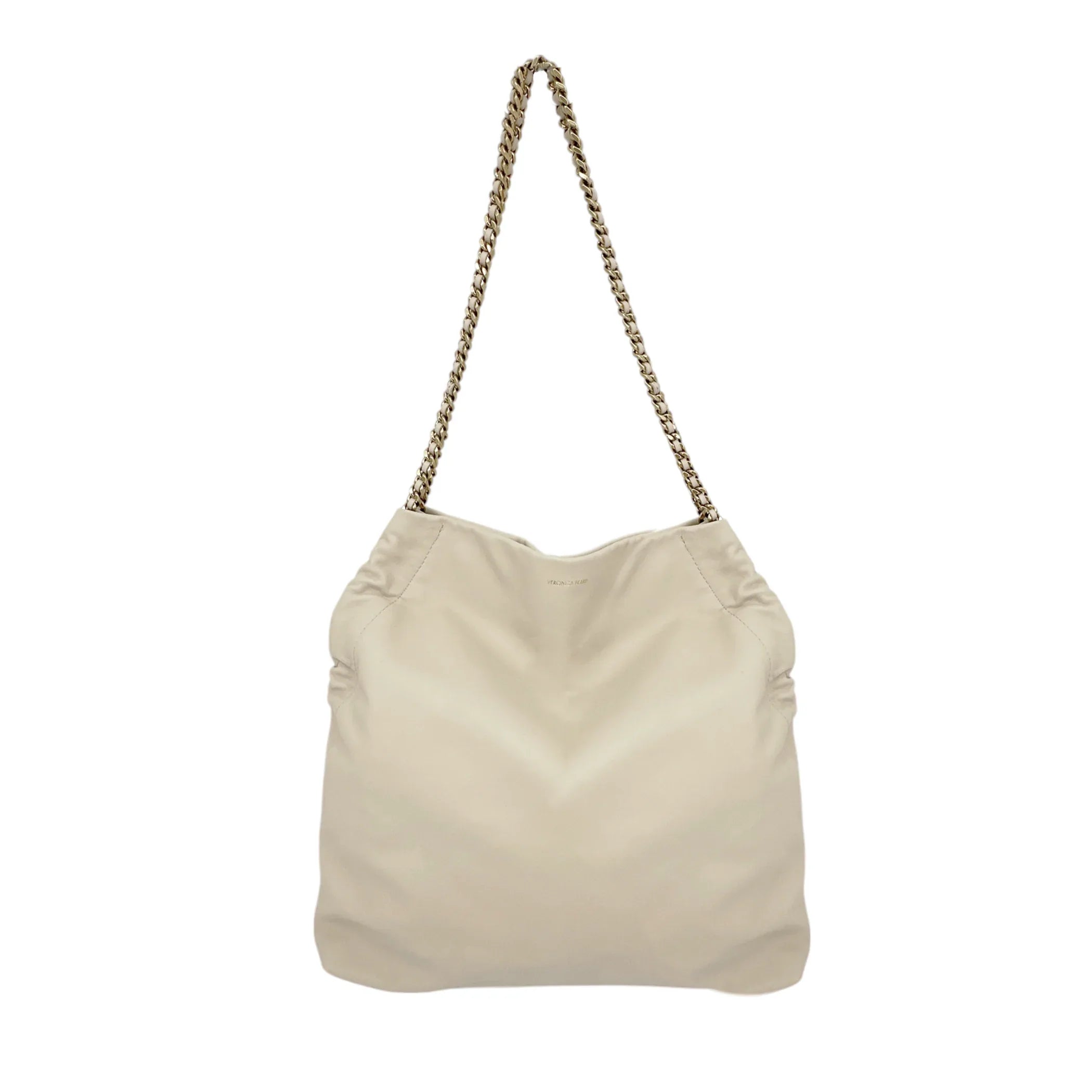 VERONICA BEARD Leather Slouch Bag in Ivory - flyKAMP
