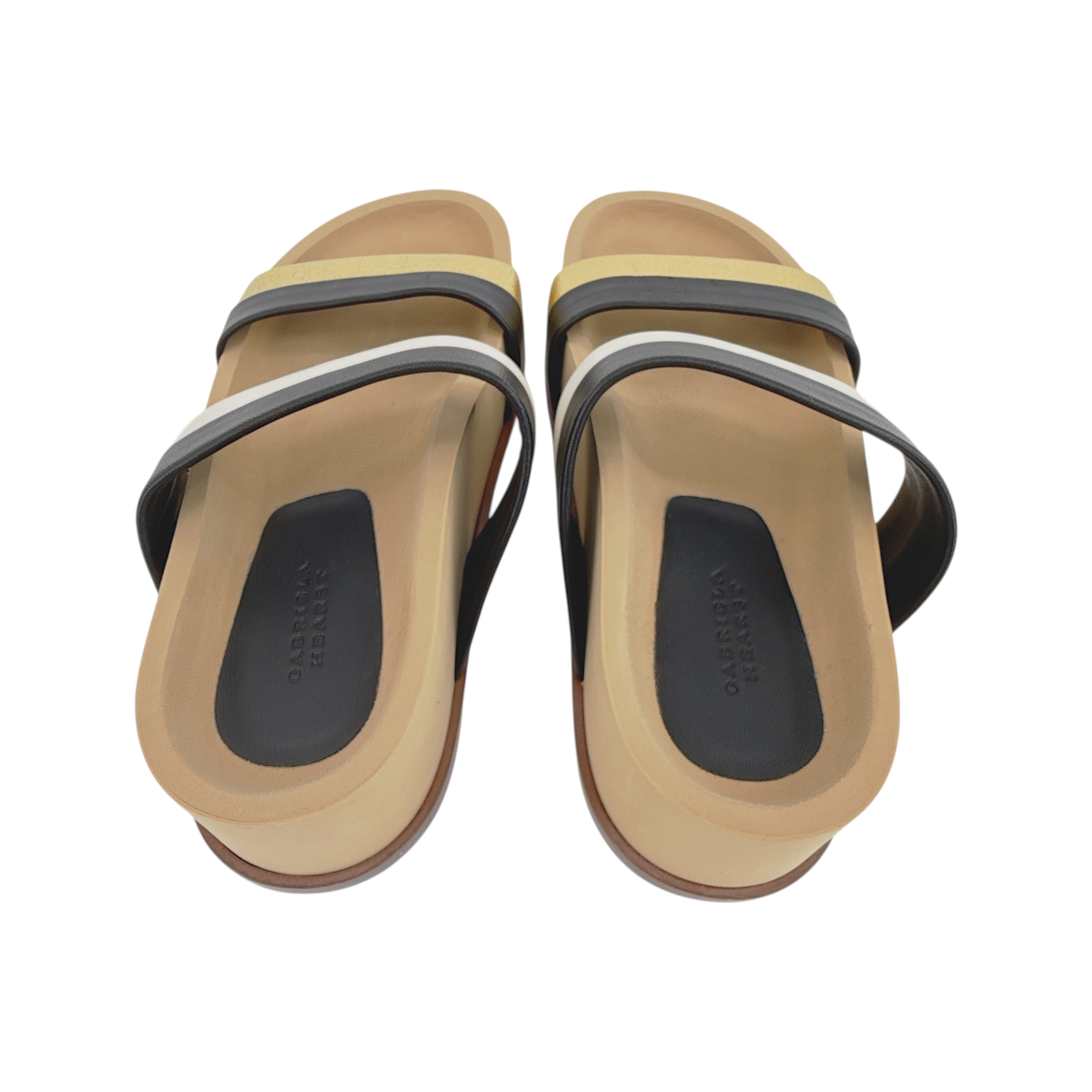 GABRIELA HEARST Striker Platform Sandal in Ivory, Gold & Black Leather 37 Gabriela Hearst
