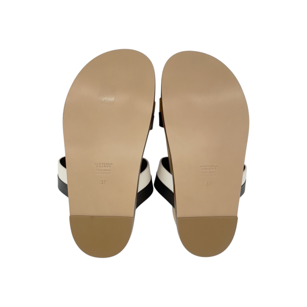 GABRIELA HEARST Striker Platform Sandal in Ivory, Gold & Black Leather 37 Gabriela Hearst