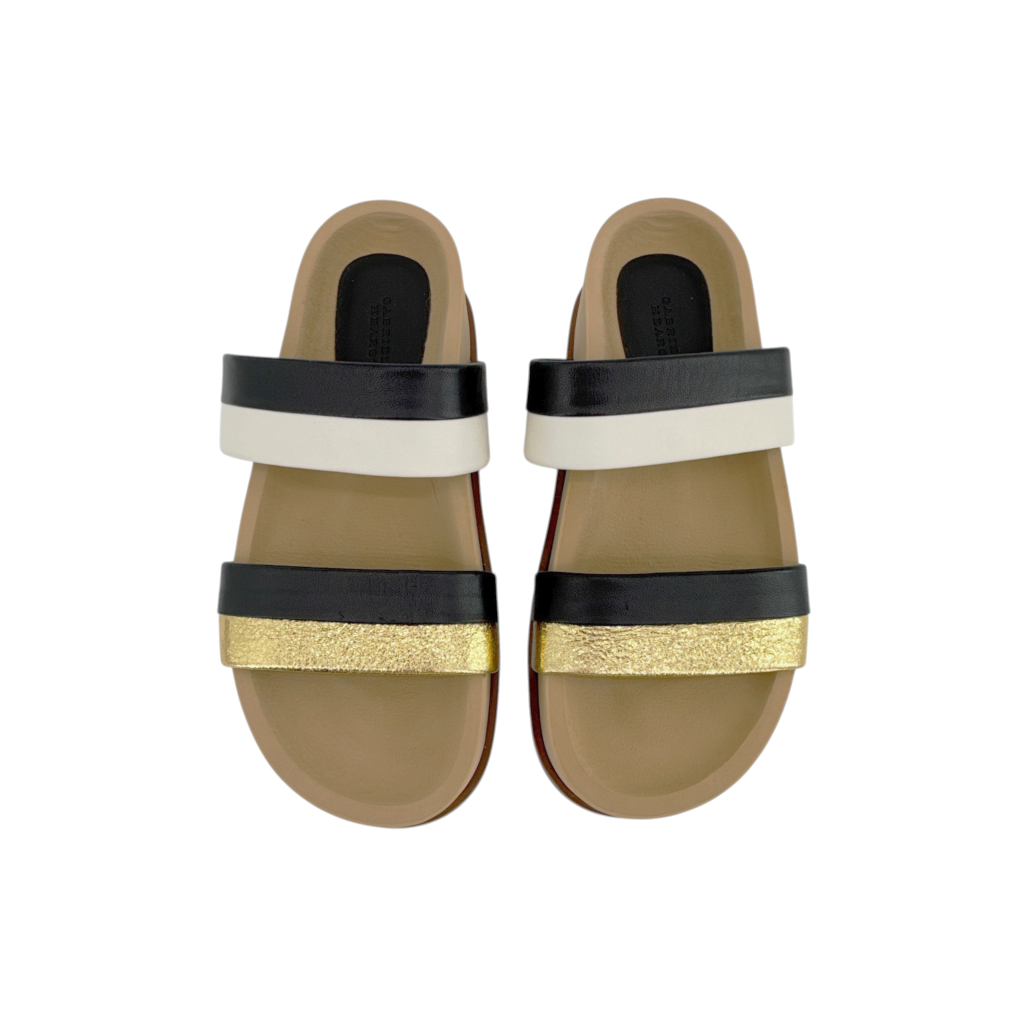 GABRIELA HEARST Striker Platform Sandal in Ivory, Gold & Black Leather 37 Gabriela Hearst