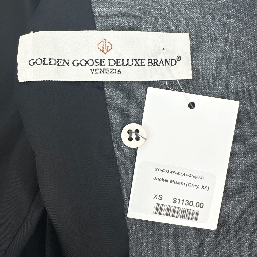GOLDEN GOOSE Misam Double Breasted Blazer Jacket in Grey XS Golden Goose