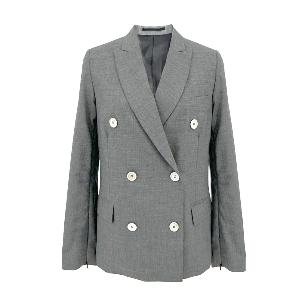 GOLDEN GOOSE Misam Double Breasted Blazer Jacket in Grey XS Golden Goose