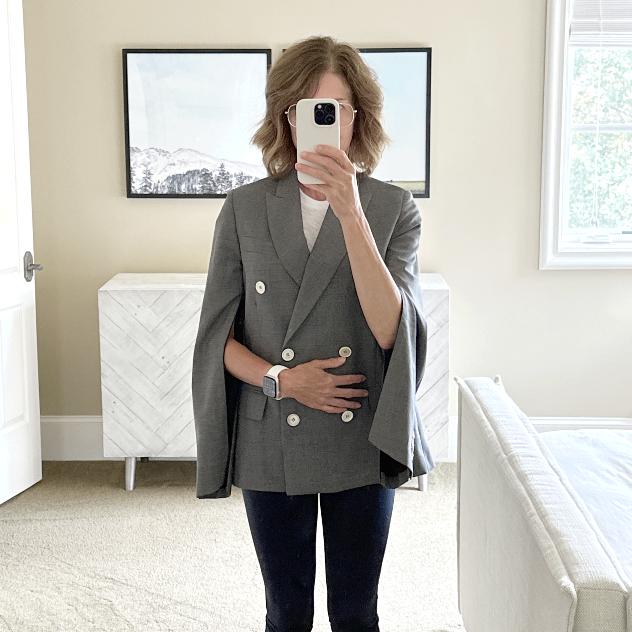 GOLDEN GOOSE Misam Double Breasted Blazer Jacket in Grey XS Golden Goose