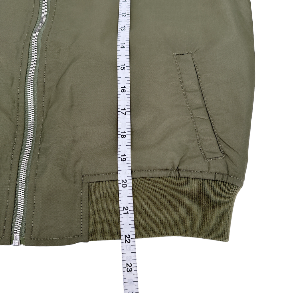 GOOD AMERICAN Bomber Jacket in Green Satin XS Good American