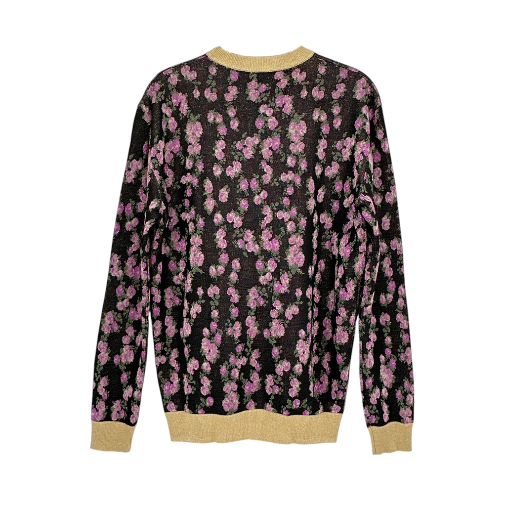 GUCCI Shiny Viscose Jacquard Floral Sweater S Gucci