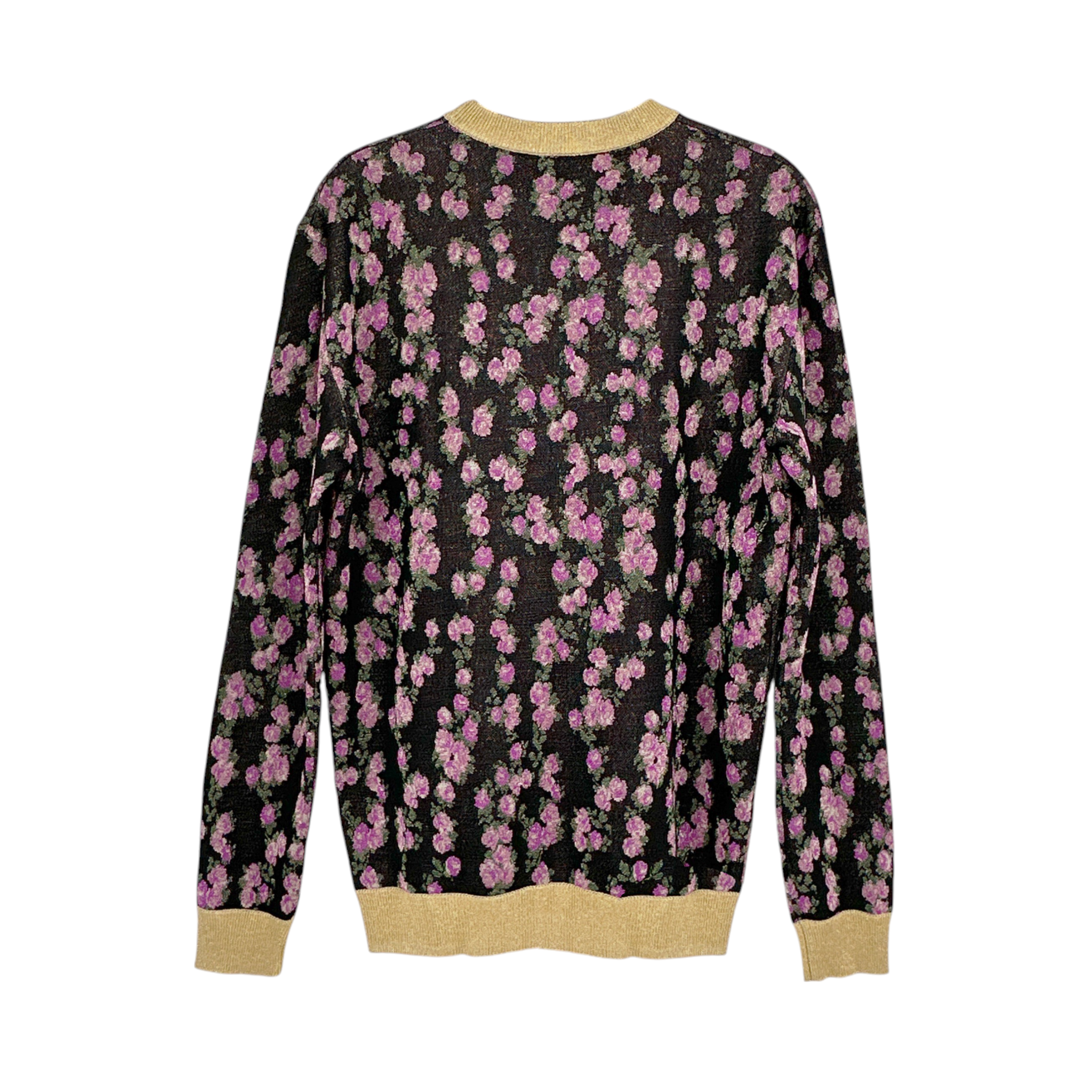 GUCCI Shiny Viscose Jacquard Floral Sweater S Gucci