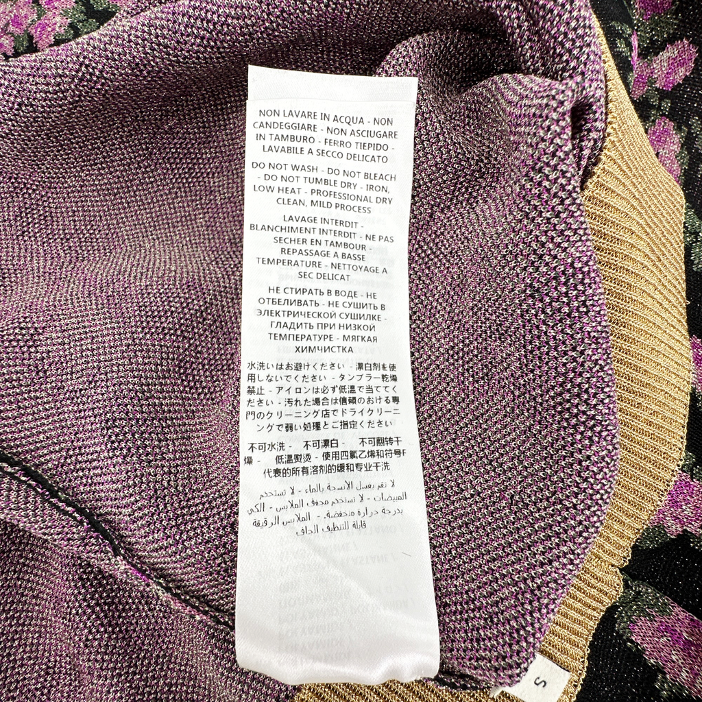 GUCCI Shiny Viscose Jacquard Floral Sweater S Gucci