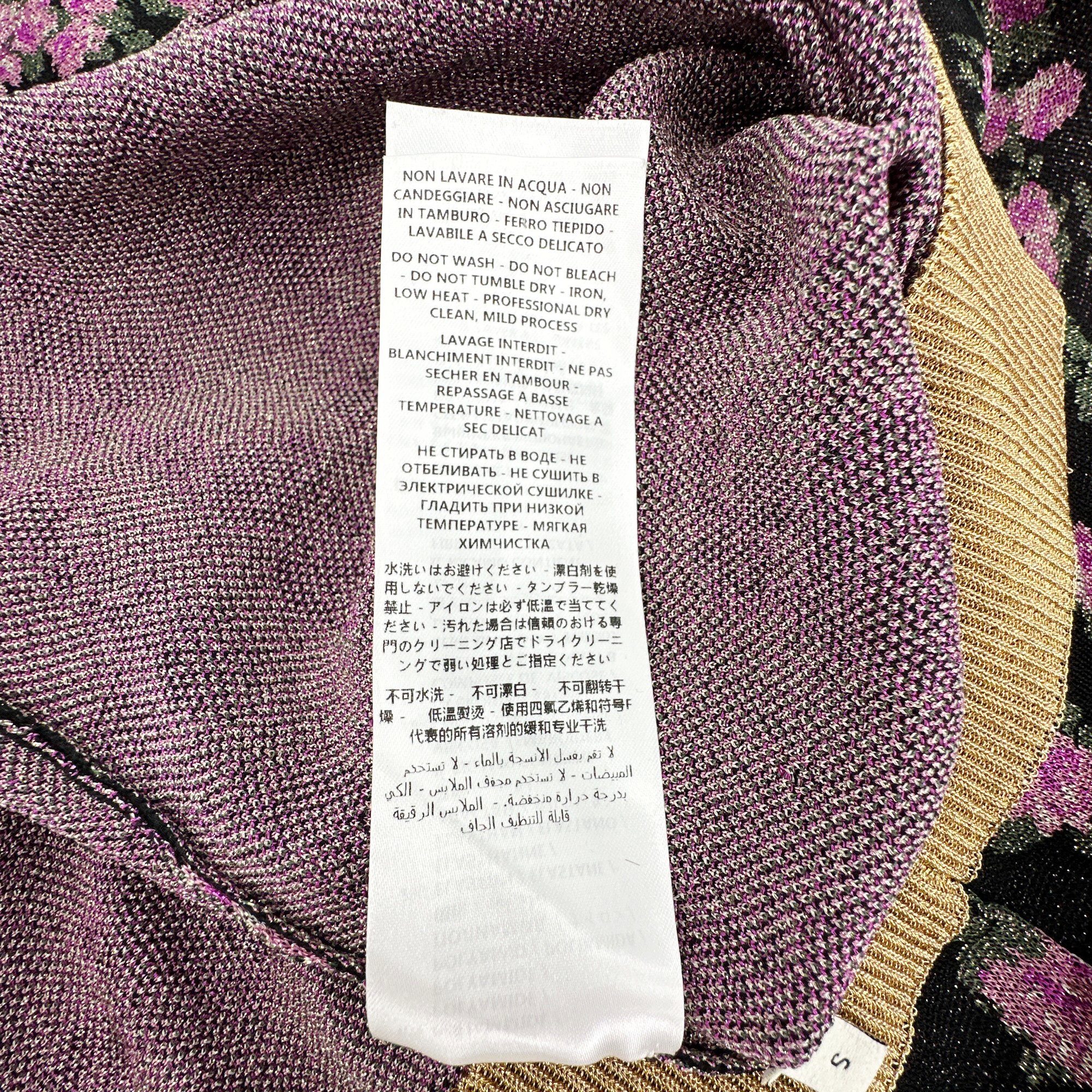 GUCCI Shiny Viscose Jacquard Floral Sweater S Gucci
