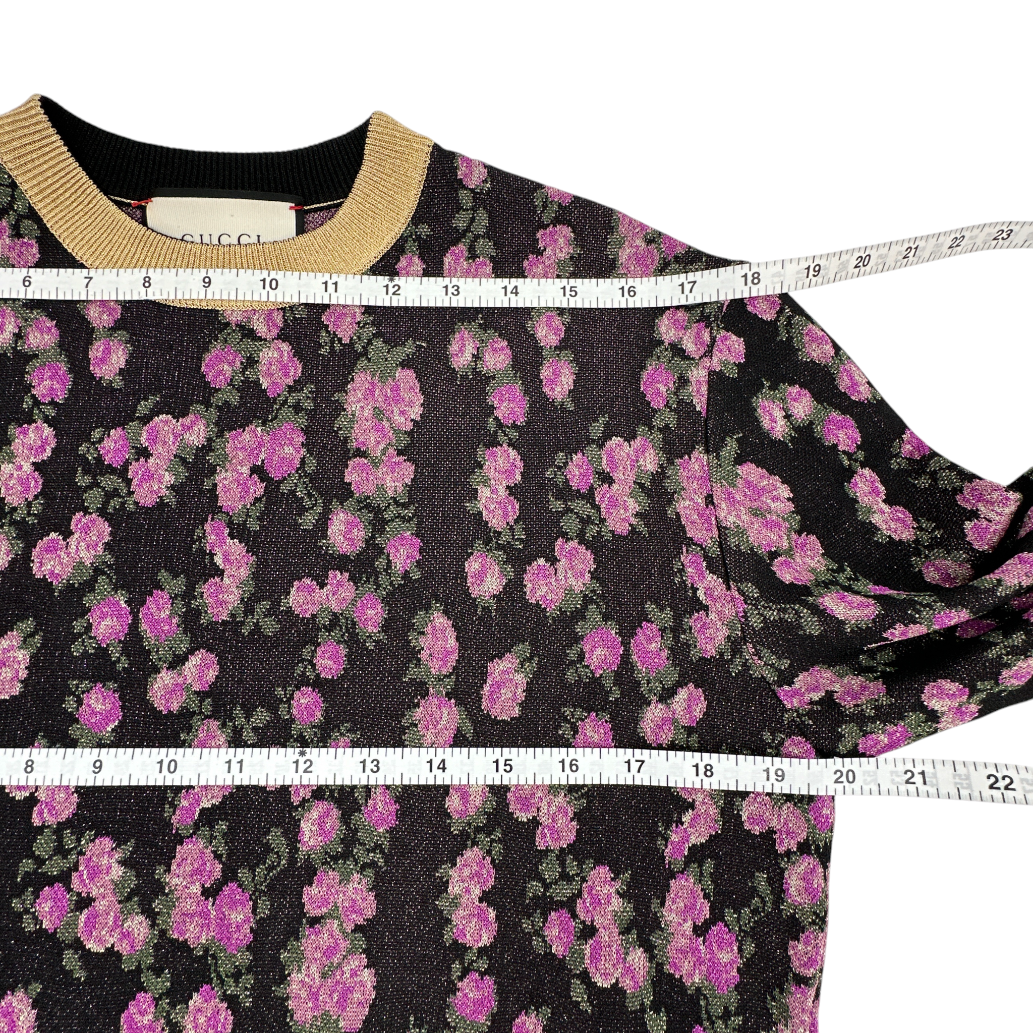 GUCCI Shiny Viscose Jacquard Floral Sweater S Gucci