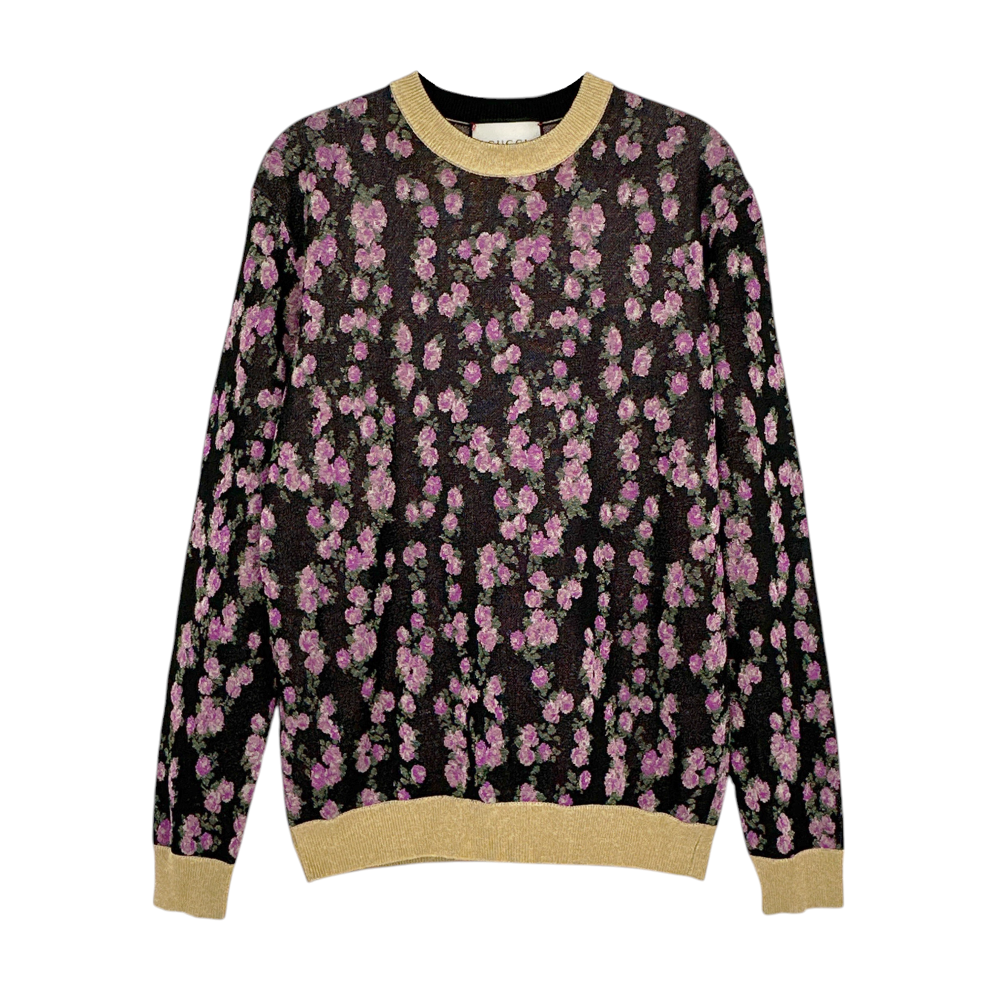 GUCCI Shiny Viscose Jacquard Floral Sweater S Gucci
