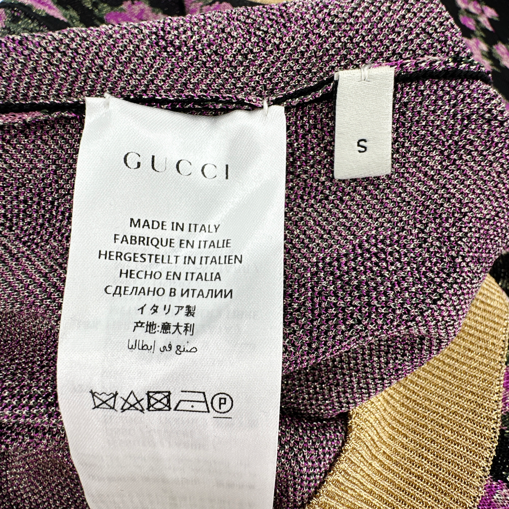 GUCCI Shiny Viscose Jacquard Floral Sweater S Gucci