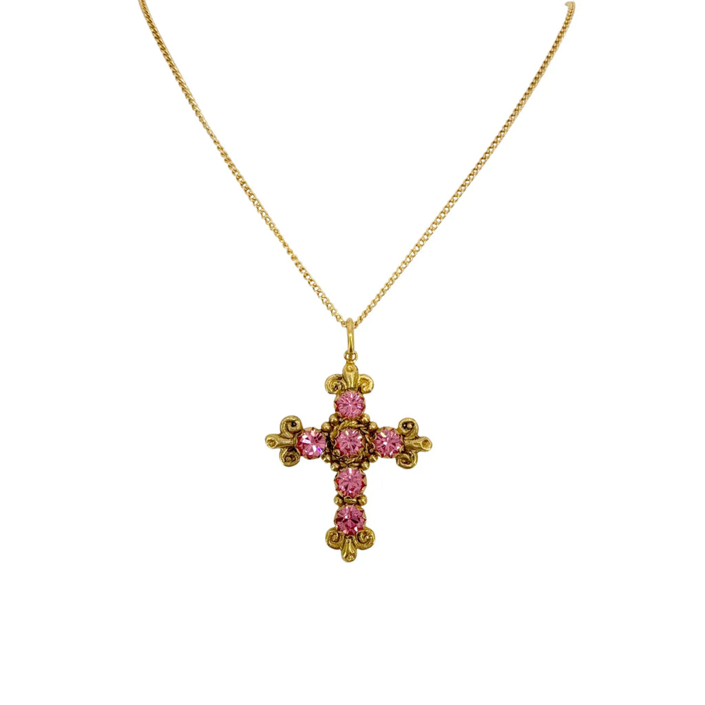 VIRGINS SAINTS & ANGELS VSA Addie Charm Necklace Gold & Pink - flyKAMP