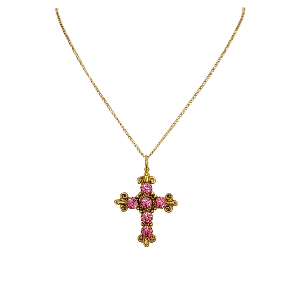 VIRGINS SAINTS & ANGELS VSA Addie Charm Necklace Gold & Pink - flyKAMP