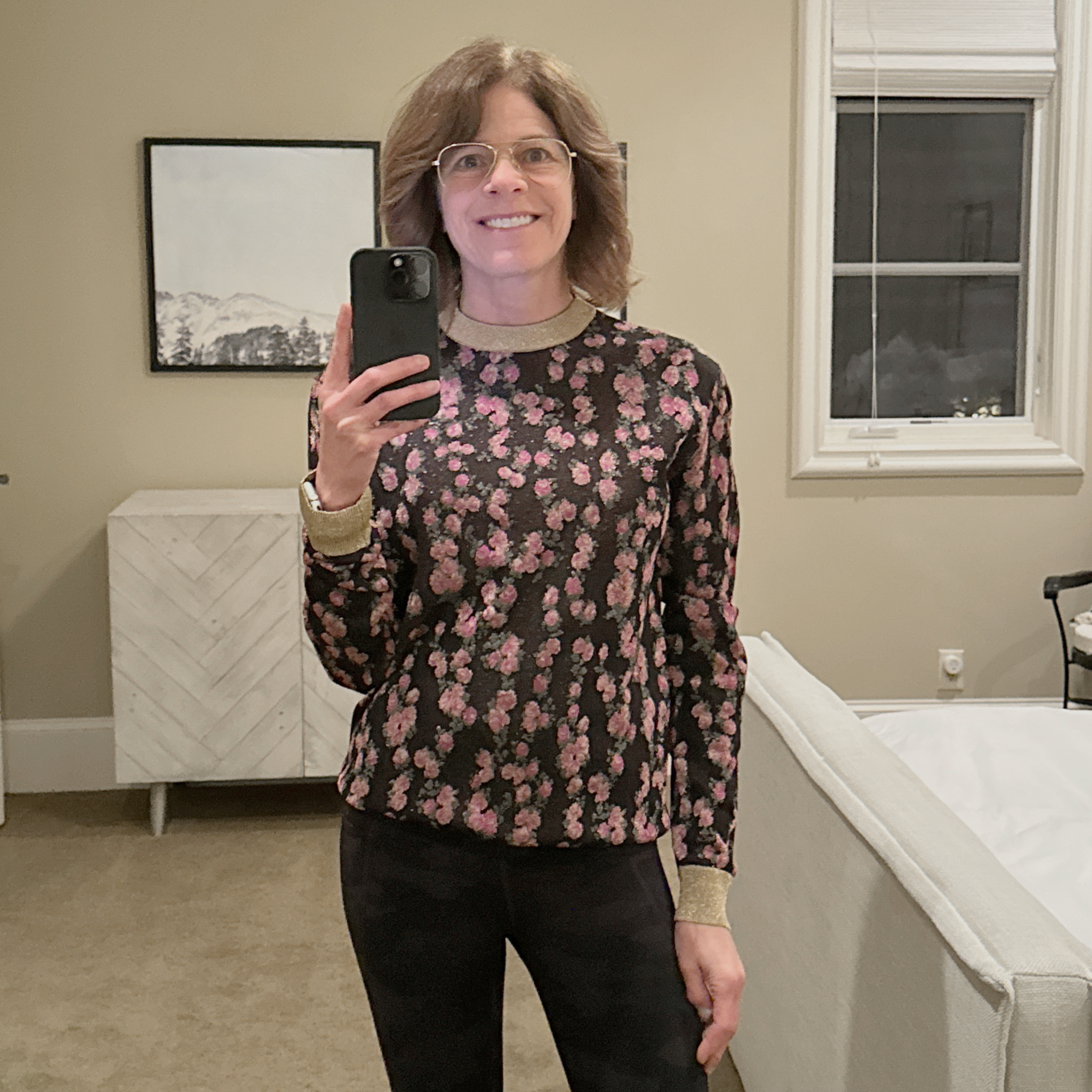 GUCCI Shiny Viscose Jacquard Floral Sweater S Gucci