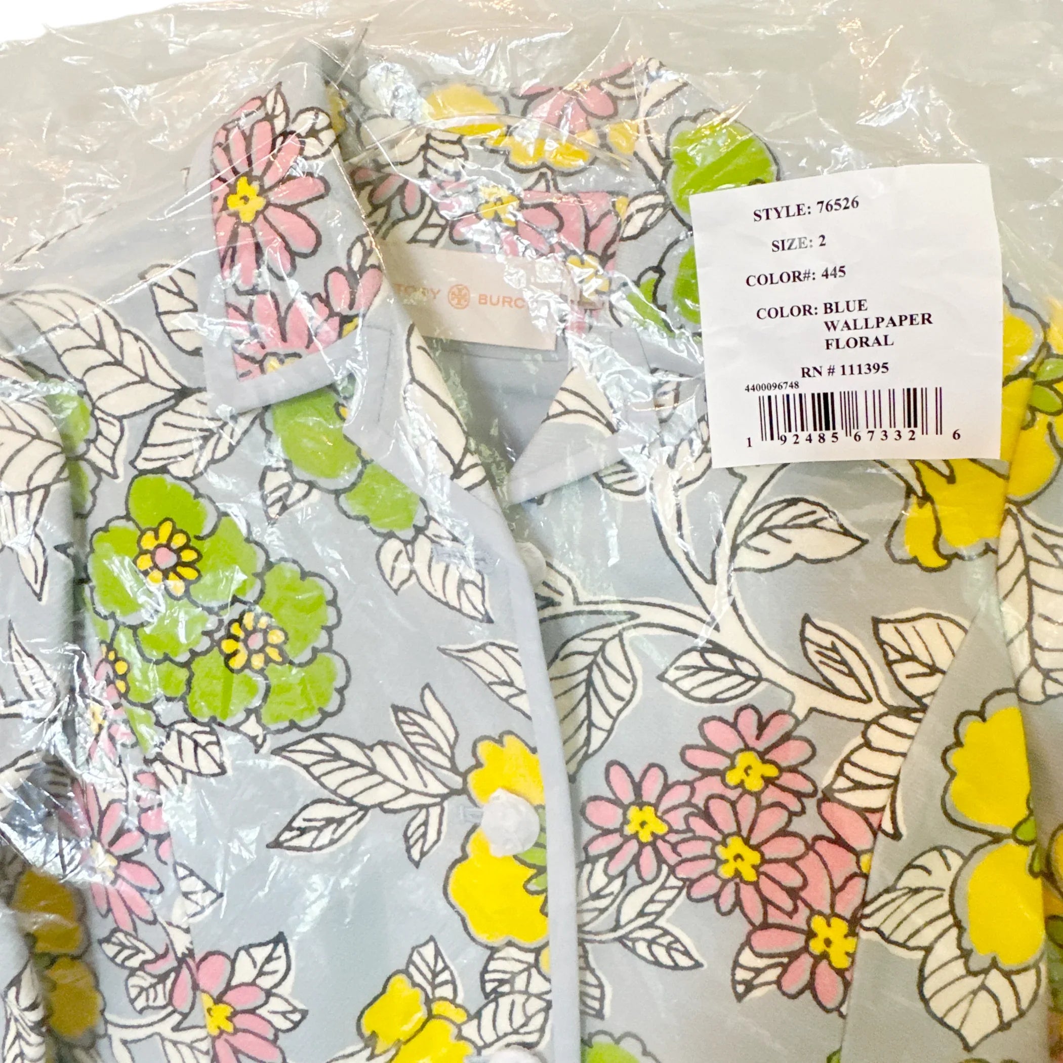 TORY BURCH Wallpaper Floral Twill Crepe Jacket in Blue Wallpaper Floral 2 - flyKAMP