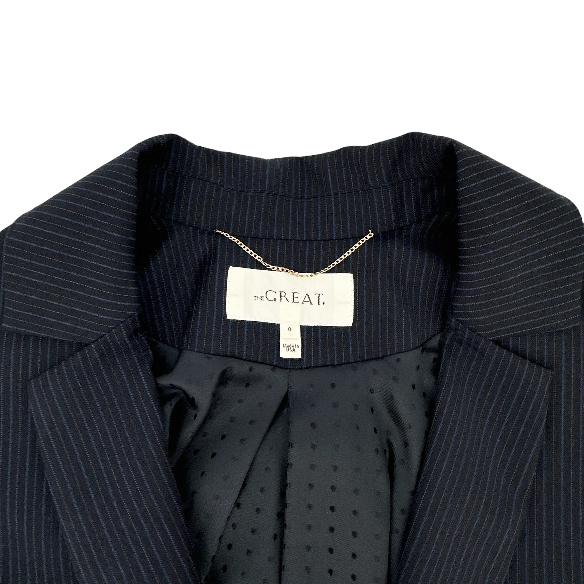 THE GREAT. The Swing Blazer in Navy Stripe 0|XS - flyKAMP